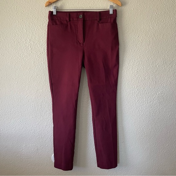 LOFT Skinny Work Slacks Pants Women’s 4 (30x27) Burgundy Office Stretch Pockets - Picture 1 of 15